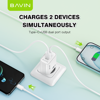 BAVIN grosir PC939Y fcp UHF qc30 pd 20w pengisi daya ponsel usb Tipe c dengan kabel pengisi daya