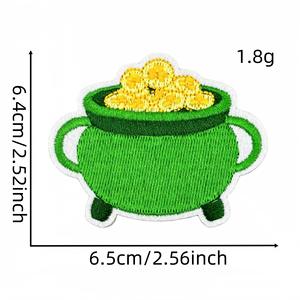 Parche Bordado Termoadhesivo Colorido con Certificación BSCI/ISO, Trébol de la Suerte Verde del Día de San Patricio, Parches Bordados Personalizados para Sudaderas - Product Image 3