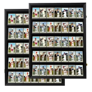 Collectible Card Display Frame Vertical Black Wall Cabinet Lockable 35 Graded Sports Card Display Case With Clear Acrylic
