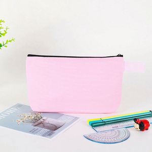 Sac à crayons en toile couleur unie, sac de maquillage à fermeture éclair, sac de rangement pour papeterie, vente en gros avec logo - Product Image 3