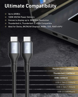 Kabel USB 4.0 Tipe-C ke Tipe-C Terbaru dengan Pelindung Anyaman, Pengisian Cepat 3A, Konektor Berlapis Nikel, Fleksibel dan Tahan Lama