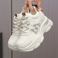 Baskets de sport pour femme hiver/printemps à lacets, amortissantes, antidérapantes, avec semelle extérieure en caoutchouc épais et tige en PU, confortables