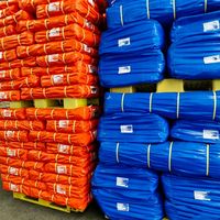 Bâche de protection robuste imperméable orange et bleue pour machines agricoles, camions et tentes