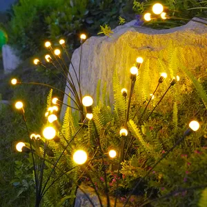 Lampu Kunang-kunang Taman Tahan Air Luar Ruangan Dekoratif Berubah Warna 6led Rgb Starburst Bergoyang Bertenaga Surya