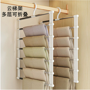 Stainless Steel Trouser Hanger <b>Clip</b> Multi Layer Foldable Wardrobe Storage Rack White <b>Hook</b> Type - Product Image 4