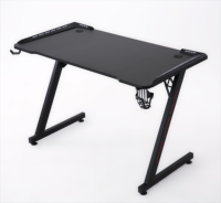Bureau de jeu extensible avec éclairage LED RGB en forme de Z, surface en fibre de carbone, chargeur USB, porte-gobelet/support pour casque