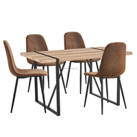 Ensemble de table à manger à double piétement en MDF effet bois pour 4 personnes