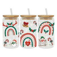Prêt à appliquer Noël étanche Full Wrap Cartoon Design 16oz Uv-dtf Stickers Uvdtf Sticker Uv Dtf Cup Wraps Transferts