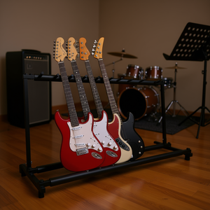 Grack 9N1 Supporto per Chitarre Pieghevole in Metallo a 9 Scomparti, Espositore da Terra Sicuro per Chitarre Multiple - Product Image 2