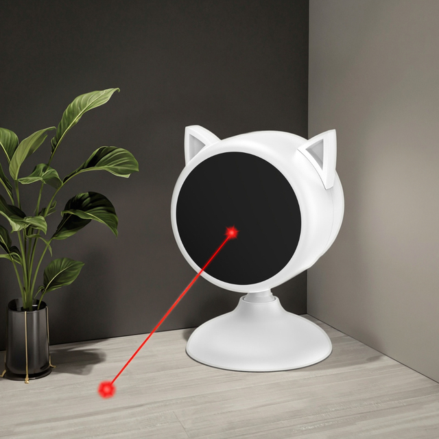 USB-C Rechargeable Dual Mode Automatic Laser Pointer Toy for Cats Eco-Friendly Plastic Kitten Toy Adjustable Ranges Modern Style