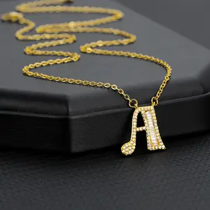 Mode 26-Buchstaben-Alphabet-Anhänger Edelstahl-Halsband für Damen 18K Gold vergoldet Halsband Damenfabrik Direktverkauf