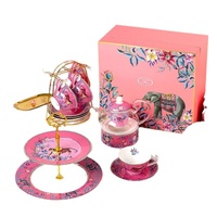 Keramik-Kaffee-und Tee tassen set im europäischen Stil mit Luxus-Geschenk box im Blumenmuster für den Nachmittags tee Kreative Geschenk idee
