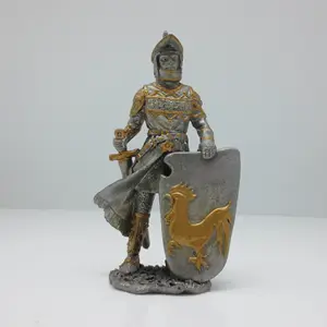 Vintage Zinn nach Hause Ornamente im europäischen Stil Soldaten Ritter Statue Fertige ALLOY Soldaten Ritter Statue in voller Rüstung