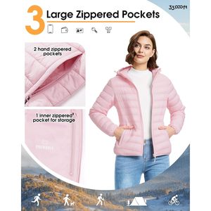 33,000ft <b>Women's</b> Hooded Packable Puffer Jacket <b>Lightweight</b> Warm Winter <b>Coat</b> Water Resistant Windproof Quilted Puffy - Product Image 3