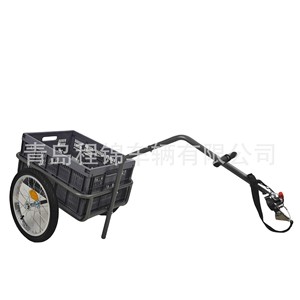 Remolque de Carga para Bicicleta, Cesta de Plástico, Marco de Acero, Ruedas Neumáticas de 16 Pulgadas, Carga Máxima de 100 Kg, Carro Utilitario de Una Sola Capa - Product Image 1