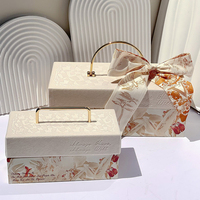 Boîtes d'emballage en papier rose de luxe personnalisées avec poignée et ruban