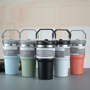 Bouteille d'eau tendance 30 oz en acier inoxydable, gobelet isotherme pour enfants avec paille et poignée, étanchéité anti-fuite - Product Image 4