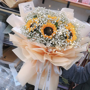 Papier d'emballage pour bouquet de fleurs imperméable bicolore de couleur unie de style coréen entier Papier d'emballage pour roses - Product Image 5