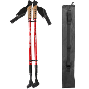 Bastones de trekking de aleación de aluminio de tres secciones con mango recto, muletas telescópicas para escalar al aire libre para senderismo y caminar - Product Image 4