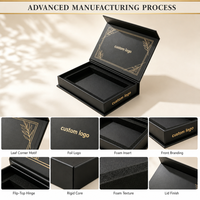 Emballage personnalisé en carton rigide en forme de livre noir UV, boîtes d'emballage magnétiques pour cartes de crédit VIP, boîtes cadeaux avec insert