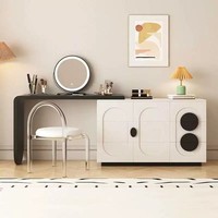 Coiffeuse de style français en bois massif avec miroir sur pied éclairé, meuble de chambre à coucher