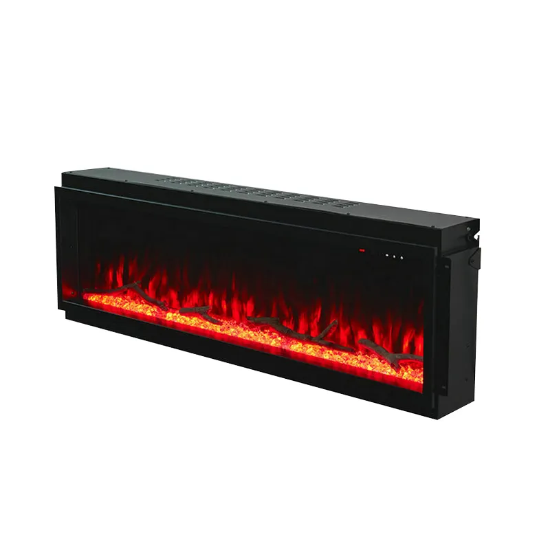 ブラックハウジングダブルフレーム暖炉電気暖房暖炉スマートデコレーションシングルガラスサイドLEDライト電気暖炉