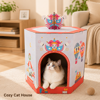 Circus Corrugated Cardboard Modern Large Luxury Eco-Friendly Kitten Cave Bed Indoor Pet Furniture Cat House Scratcher
