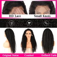 Perruque de cheveux humains brésiliens vierges HD pour dentelle frontale Deep Wave Curly Transparent Lace Front Black Perruque pour femmes