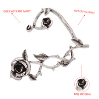 Boucles d'oreilles Punk, diable, elfe, Rose, gothique pour femmes, métal, couleur argent, sans Piercing, manchette d'oreille, bijoux de fête