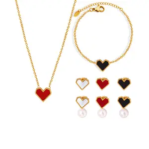 Fine stainless steel jewelry sets women earring necklace bracelet sets
