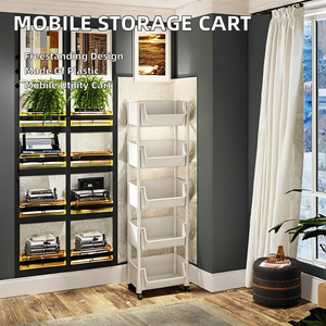 Estantería móvil de acero inoxidable, estante de almacenamiento de juguetes, estante de pie para el hogar, carrito para bebidas y aperitivos para cocina y sala de estar - Product Image 3