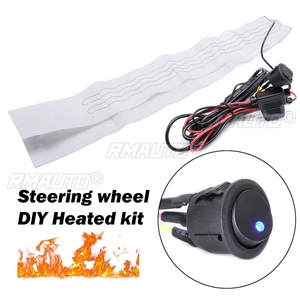 <b>12V</b> Heated Car Steering Wheel Kit Carbon Fiber Pad With 6 Led Shift <b>Switch</b> - Product Image 6