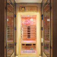 Sauna de Infrarrojos Helius HL-001HSCHL para Uso Doméstico en Interiores, Baja EMF, Infrarrojos Lejanos, para 1 Persona, de Madera, con Ladrillos de Sal del Himalaya, 1 Año de Garantía