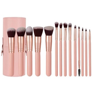 Ensemble de 14 <span class=keywords><strong>pinceaux</strong></span> de maquillage avec manche en bois pour fond de teint, fard à paupières, rouge à lèvres, anticernes, blanc, rose, noir, logo personnalisé, crayon à sourcils - Product Image 6