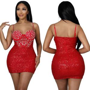 Abito da donna sexy con paillettes o corpetto in rete trasparente, ideale per discoteca - Product Image 3
