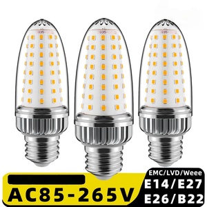 Ampoule LED Corn E14 <span class=keywords><strong>E27</strong></span> E12 E26 B22 15W <span class=keywords><strong>20W</strong></span> avec abat-jour pointu, corps lisse argenté, AC85-265V 3000K 4000K 6000K - Product Image 2