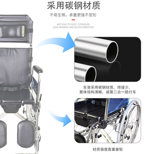 Hiroka Yasu <b>Commode</b> Wheelchair HJK-C609UGCJ Reclining <b>Folding</b> With Leg Lift For Elderly And Fracture Patients - Product Image 5