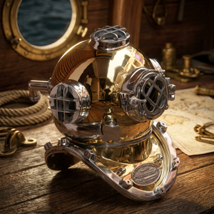 หมวกดำน้ำ CHk Viking Vintage Mark V ของกองทัพเรือสหรัฐฯ ทำจากทองเหลืองและอะลูมิเนียม ผลิตด้วยมือ ขัดเงา พิมพ์ลาย UV พร้อมโลโก้สั่งทำพิเศษ สำหรับนักดำน้ำทางทะเล - Product Image 1