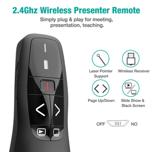 PPT trình bày không dây Clicker 2.4GHz RF USB thuyết trình không dây với con trỏ <span class=keywords><strong>laser</strong></span> màu đỏ trang chuyển bút điều khiển từ xa chuột - Product Image 4
