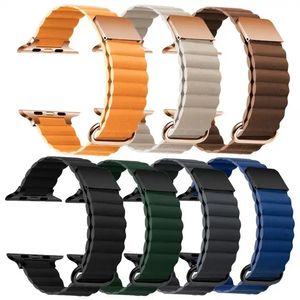 Nouveau Design <span class=keywords><strong>2023</strong></span> Aimant En Cuir Lien Bracelet Magnétique Anneau sangle Bande Pour <span class=keywords><strong>Apple</strong></span> <span class=keywords><strong>Watch</strong></span> Ultra 8 7 6 5 4 3 Bandes - Product Image 1