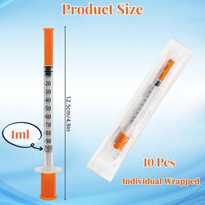 Seringue à insuline jetable de 1 ml/0,5 ml/0,3 ml, avec aiguille fixe 29/30G/31G, seringues de 1 ml avec aiguille U-100/U-40 pouvant être utilisées pour les animaux - Product Image 2
