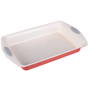 ถาดอบขนมทรงสี่เหลี่ยมผืนผ้า ด้ามจับซิลิโคน เคลือบสารกันติด ทำจากเหล็กกล้าคาร์บอน ใช้กับเตาอบได้ สำหรับอบขนม - Product Image 2