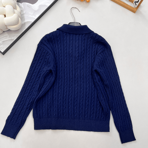 Suéter de Punto Trenzado con Cuello Acanalado para Mujer, Manga Larga, Informal, para Uso Diario - Product Image 2