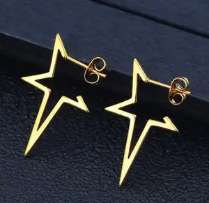 New Arrival Jewelry 316L Stainless Steel Earring Hypoallergenic Star Stud Earrings Titanium Steel Hoop Earrings for Women