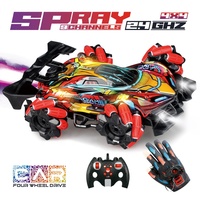 Voiture Télécommandée Stunt RC 2,4 GHz 4x4, Musique et Lumières, Rechargeable, Commande Geste, Effet Brouillard Coloré, pour Courses Tout-Terrain