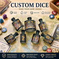Ensemble de dés personnalisés en résine à bords tranchants avec noyau liquide, accessoires de jeu de table polyédriques pour RPG, dés de jeu de société personnalisés