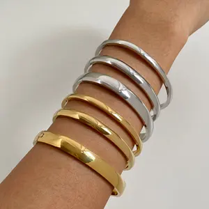 Superficie circolare 4mm 6mm 8mm Chunky placcato oro bracciale catena di lucidatura bracciale in acciaio inox braccialetto per le donne regalo