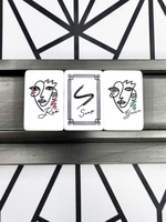 Tuiles de Mahjong Américaines en Acrylique Gravées, Art Abstrait Minimaliste Noir et Blanc, 166 Tuiles avec Jokers, Décoration Esthétique pour la Maison, Cadeau