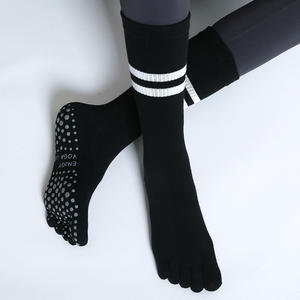 Chaussettes de sport professionnelles Bodhi La pour femmes, automne-hiver, à cinq doigts, à orteils séparés, longues, pour yoga, antidérapantes, à pois sur le dessus - Product Image 1