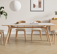Table à manger en bois naturel, couleur bois naturel, plateau en bois massif, base épaissie pour la maison et les restaurants
